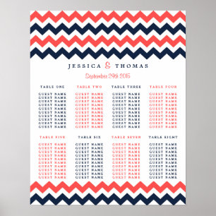 De moderne Chevron Wedding Collectie marine en kor Poster