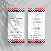 De moderne Chevron Wedding Collectie marine en kor Programmakaart