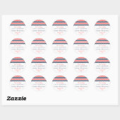 De moderne Chevron Wedding Collectie marine en kor Ronde Sticker (Vel)