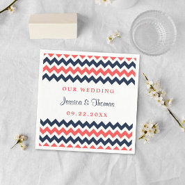 De moderne Chevron Wedding Collectie marine en kor Servet