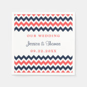 De moderne Chevron Wedding Collectie marine en kor Servet (Voorkant)