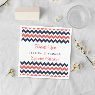 De moderne Chevron Wedding Collectie marine en kor Servetten