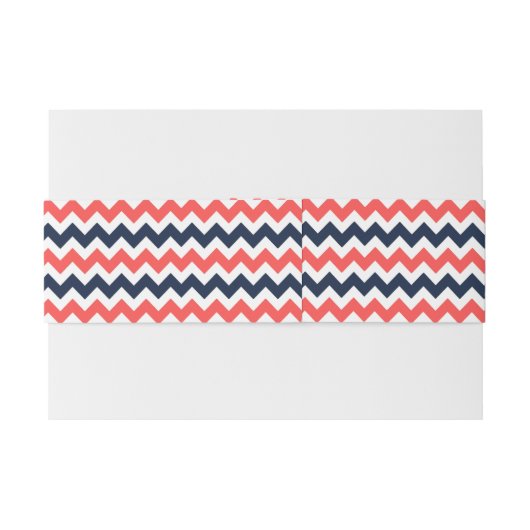 De moderne Chevron Wedding Collectie marine en kor Uitnodigingen Wikkel (Achterkant Voorbeeld)