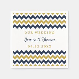 De moderne Chevron Wedding Collectie marine & Gold Servet