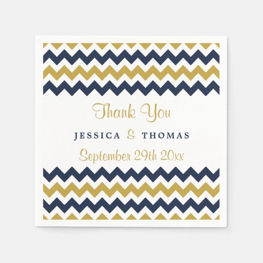 De moderne Chevron Wedding Collectie marine & Gold Servetten (Voorkant)