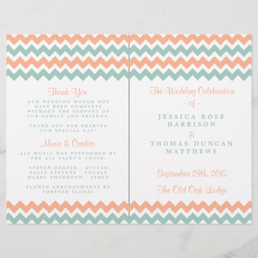 De moderne Chevron Wedding Collectie Peach & Mint (Voorkant)