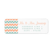 De moderne Chevron Wedding Collectie Peach & Mint Etiket (Voorkant)