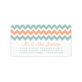 De moderne Chevron Wedding Collectie Peach & Mint Etiket (Voorkant)