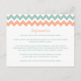 De moderne Chevron Wedding Collectie Peach & Mint Informatiekaartje