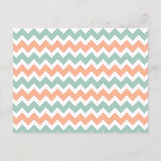 De moderne Chevron Wedding Collectie Peach & Mint Informatiekaartje (Achterkant)