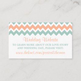 De moderne Chevron Wedding Collectie Peach & Mint Informatiekaartje