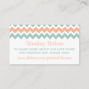 De moderne Chevron Wedding Collectie Peach & Mint Informatiekaartje