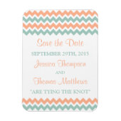 De moderne Chevron Wedding Collectie Peach & Mint Magneet (Verticaal)