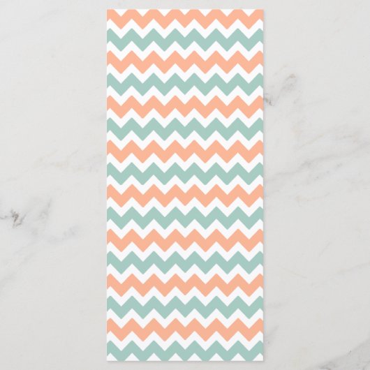 De moderne Chevron Wedding Collectie Peach & Mint Menu (Achterkant)
