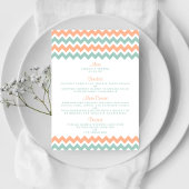 De moderne Chevron Wedding Collectie Peach & Mint Menu