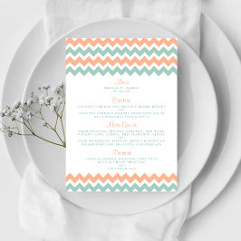De moderne Chevron Wedding Collectie Peach & Mint Menu