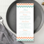 De moderne Chevron Wedding Collectie Peach & Mint Menu