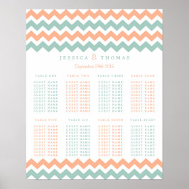 De moderne Chevron Wedding Collectie Peach & Mint Poster