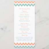 De moderne Chevron Wedding Collectie Peach & Mint Programmakaart (Achterkant)