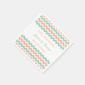 De moderne Chevron Wedding Collectie Peach & Mint Servetten (Hoek)