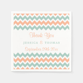 De moderne Chevron Wedding Collectie Peach & Mint Servetten