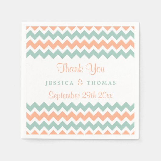 De moderne Chevron Wedding Collectie Peach & Mint Servetten (Voorkant)