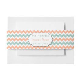 De moderne Chevron Wedding Collectie Peach & Mint Uitnodigingen Wikkel