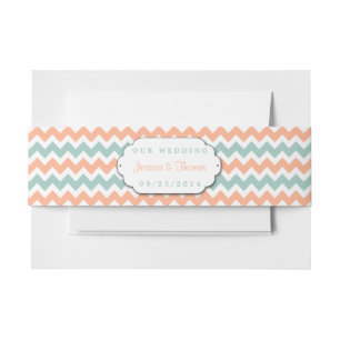 De moderne Chevron Wedding Collectie Peach & Mint Uitnodigingen Wikkel