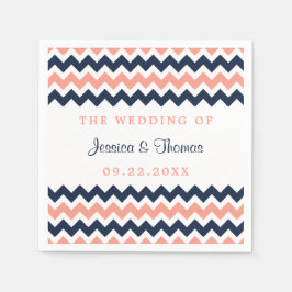 De moderne Chevron Wedding Collectie Roze en marin Servetten