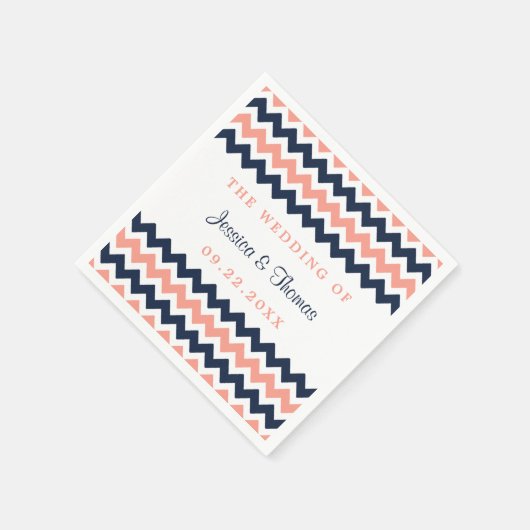 De moderne Chevron Wedding Collectie Roze en marin Servetten (Hoek)