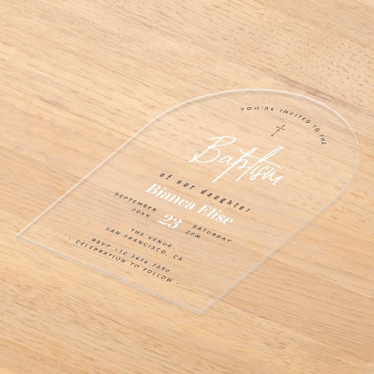 De moderne chique Baby-doop Acryl Uitnodigingen (Laagn)