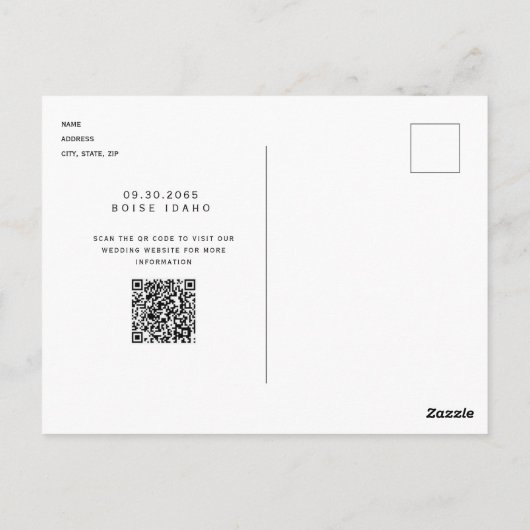 De moderne Code van de Foto QR sparen de Datum Inv Briefkaart (Achterkant)