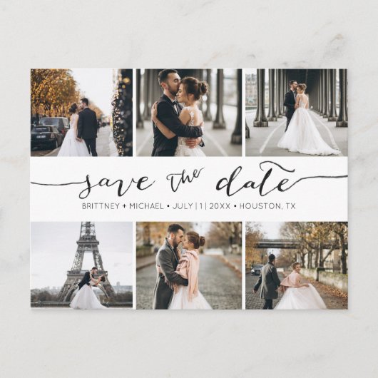 De moderne Collage van de Foto sparen de Datum Aankondigingskaart (Voorkant)