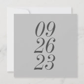 De moderne Datum van het Aantal de Foto donkergrij Save The Date (Achterkant)