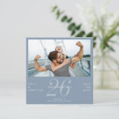 De moderne Datum van het AantalFoto Dusty Blauw sp Save The Date (Staand voorkant)