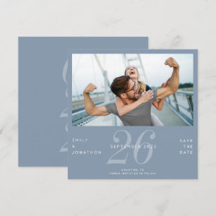 De moderne Datum van het AantalFoto Dusty Blauw sp Save The Date