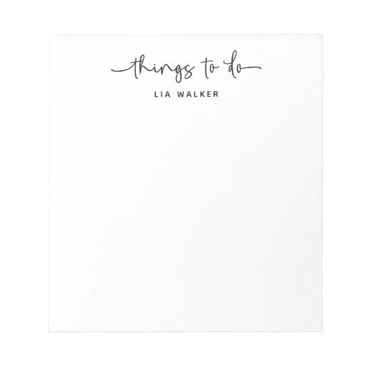 De moderne dingen om te doen lijst Script naam Swa Notitieblok (Voorkant)