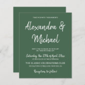De moderne donkergroene uitnodiging voor een bruil (Voorkant / Achterkant)