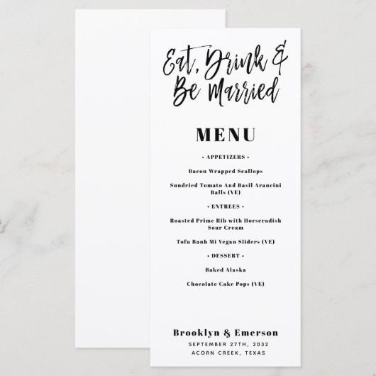 De moderne Drink van het Eat wordt de Kaart van he (Voorkant / Achterkant)