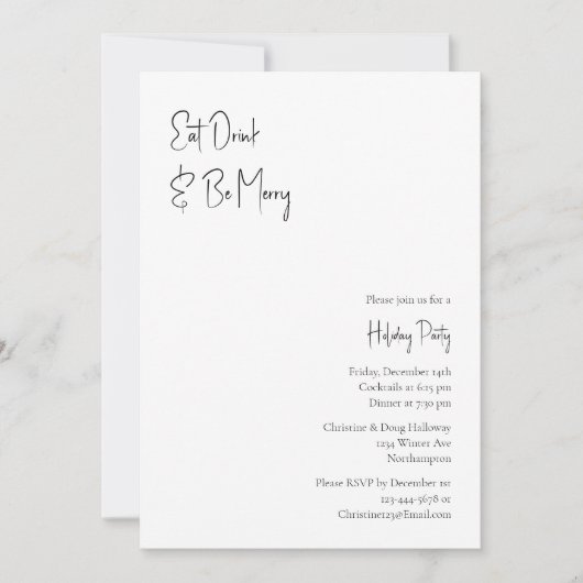 De moderne Drink van het Manuscript van Kerstmis e Kaart (Voorkant)