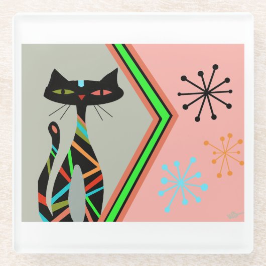 De moderne drink van katten onderzetter uit de mid glazen onderzetter (Voorkant)