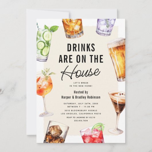 De moderne Drinken housewarming party Kaart (Voorkant)