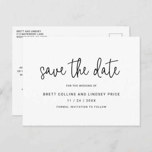 De moderne Eenvoudige Band van het Manuscript van  Aankondigingskaart (Voorkant / Achterkant)