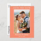 De moderne Eenvoudige Foto bewaart de Datum Koraal Briefkaart (Voorkant / Achterkant)