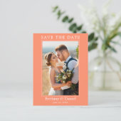 De moderne Eenvoudige Foto bewaart de Datum Koraal Briefkaart (Staand voorkant)