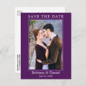 De moderne Eenvoudige Foto bewaart de Datum Paars Briefkaart (Voorkant / Achterkant)