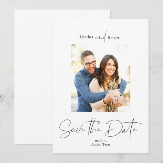 De moderne Eenvoudige Foto bewaart de Datum Save The Date (Voorkant / Achterkant)