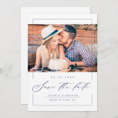 De moderne elegante bruiloft van de manuscriptfoto save the date (Voorkant / Achterkant)