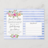 De moderne Floral Waterverf Bruiloft bewaart de da Aankondigingskaart (Achterkant)