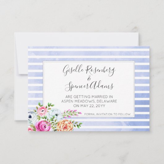 De moderne Floral Waterverf Bruiloft bewaart de da Save The Date (Achterkant)
